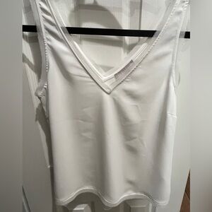 Chelsea white tank with raw hem